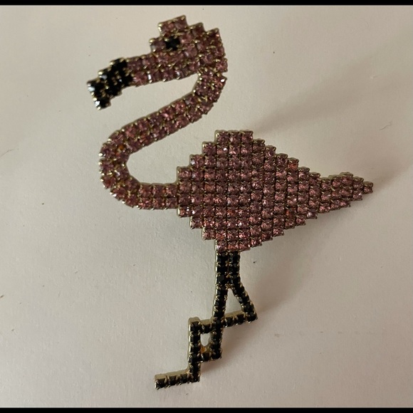 Light Pink Flamingo Earrings Crystal Paved - Picture 5 of 7